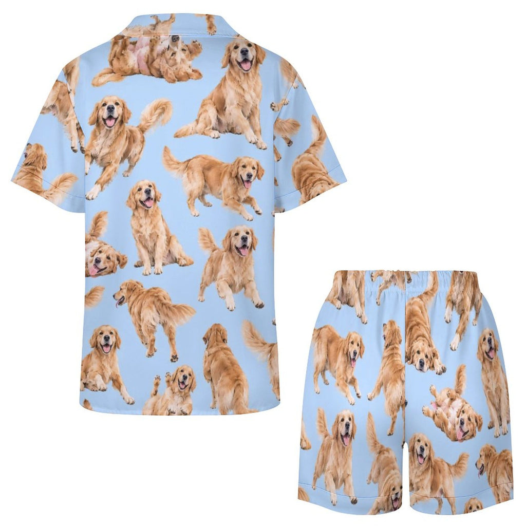 Women's Satin Cuban Collar Pajama Set(All-Over Printing)