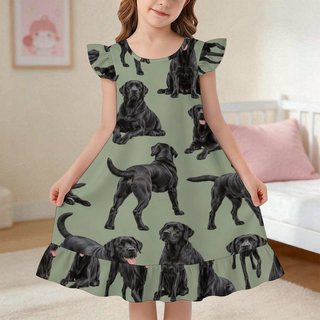 200gsm Girls Short Sleeve Ruffle Nightgown(All-Over Printing)