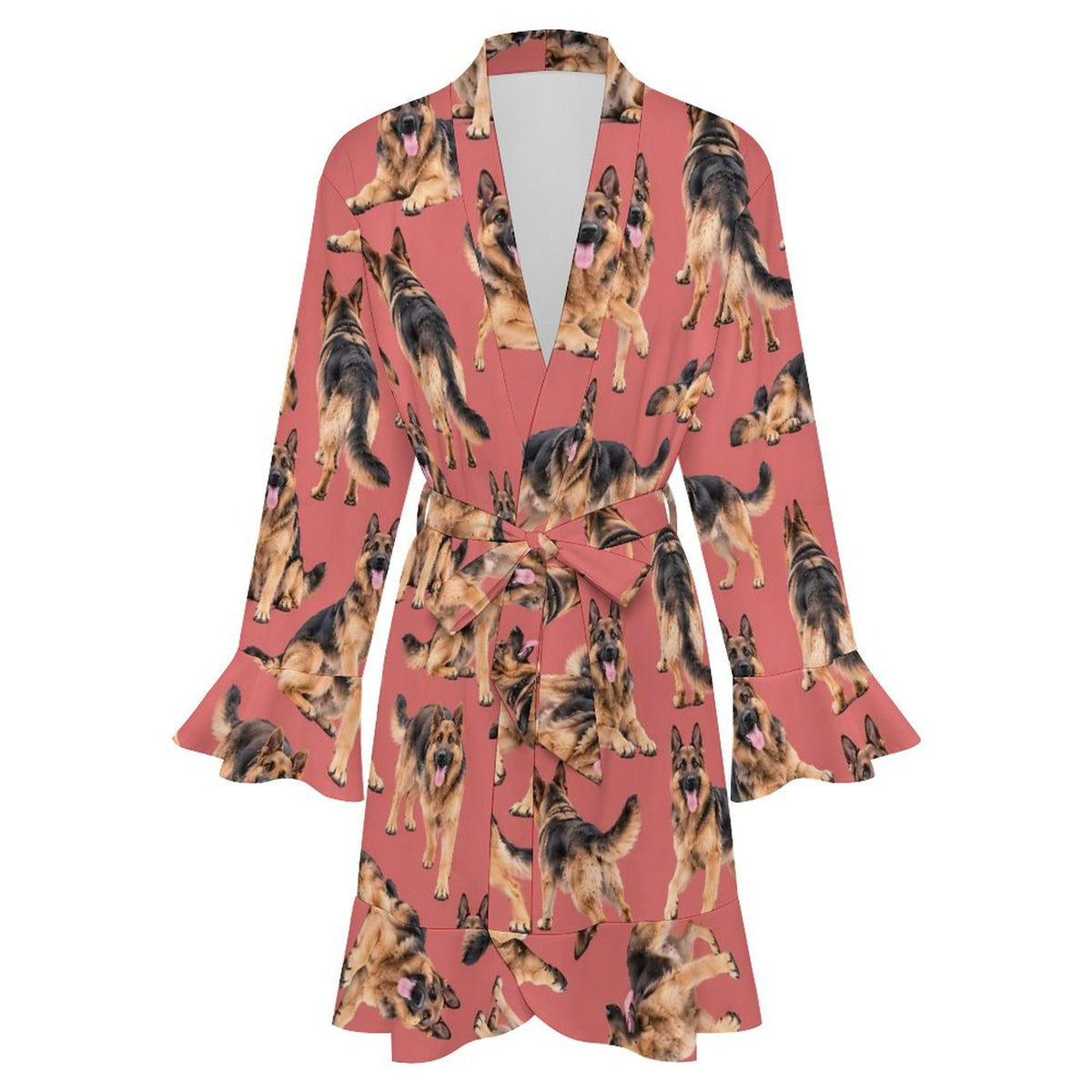 Dog Lover, Pet Owner,  Women's Ruffle Long Sleeve Robe(All-Over Printing)