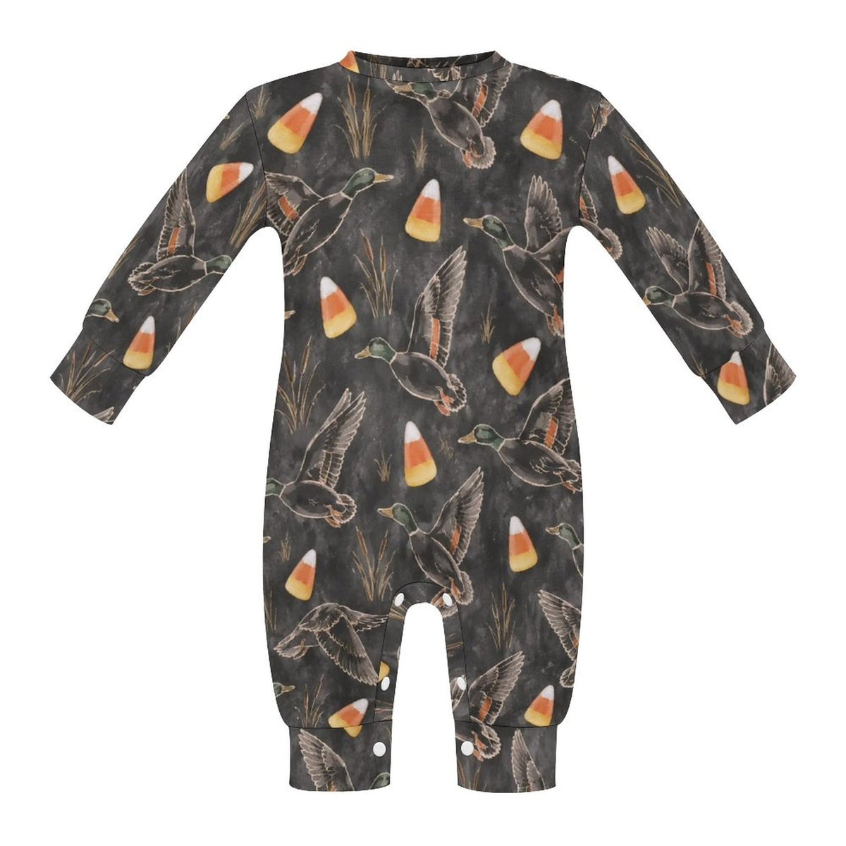 Candy Corn Duck Hunt,Cotton Long Sleeve Infant Bodysuit (All-Over Printing)