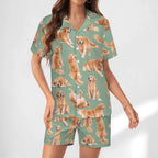 Women's Satin Cuban Collar Pajama Set(All-Over Printing)