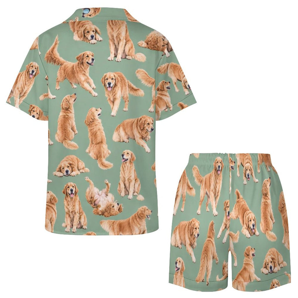 Women's Satin Cuban Collar Pajama Set(All-Over Printing)