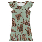 Dog Lover, Pet Owner,  Girls Short Sleeve Ruffle Nightgown(All-Over Printing)
