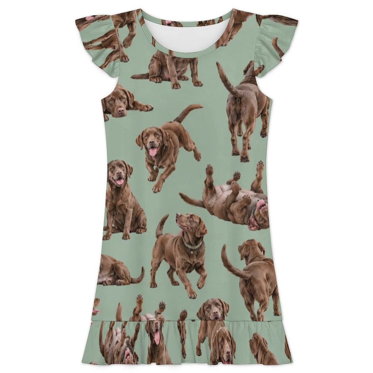 Dog Lover, Pet Owner,  Girls Short Sleeve Ruffle Nightgown(All-Over Printing)