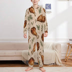 250gsm Flannel Footless Zip up Kid Jumpsuit Pajamas(All-Over Printing)