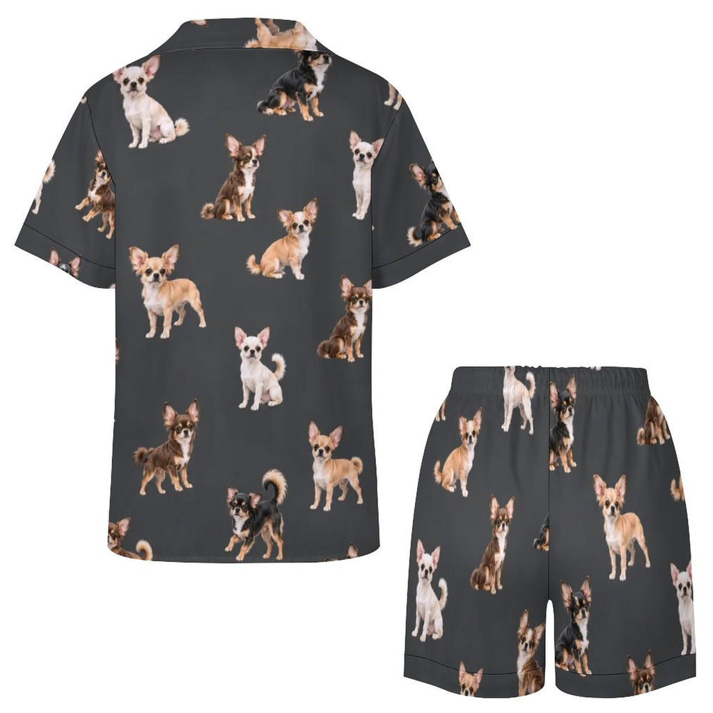Women's Satin Cuban Collar Pajama Set(All-Over Printing)