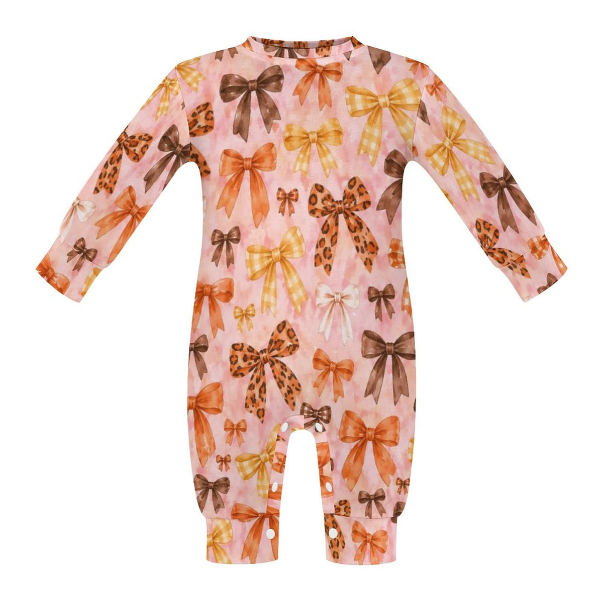 Fall Bows, Cotton Long Sleeve Infant Bodysuit (All-Over Printing)