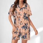 Women's Satin Cuban Collar Pajama Set(All-Over Printing)