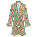 120gsm Women's Ruffle Long Sleeve Robe(All-Over Printing)