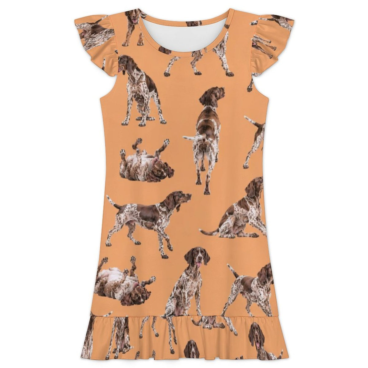 Dog Lover, Pet Owner,  Girls Short Sleeve Ruffle Nightgown(All-Over Printing)