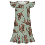 Dog Lover, Pet Owner,  Girls Short Sleeve Ruffle Nightgown(All-Over Printing)
