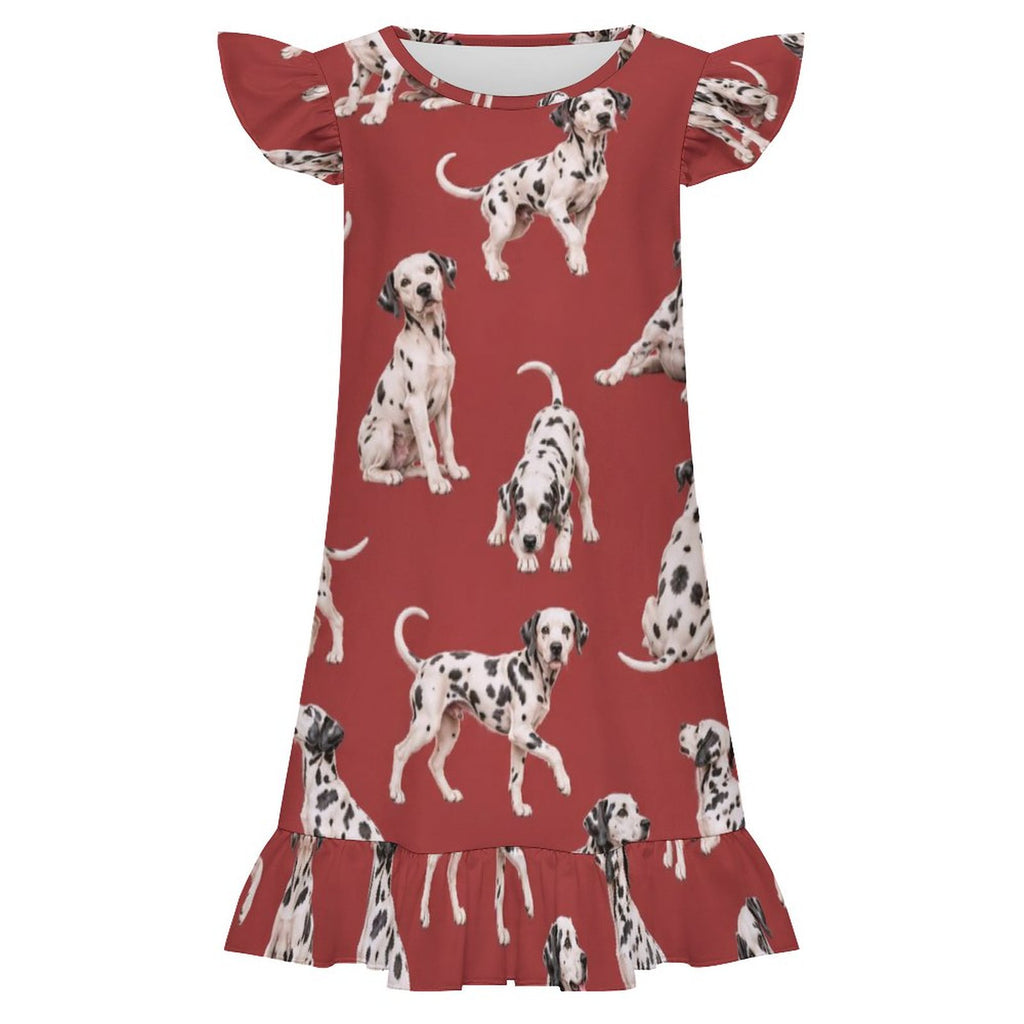 200gsm Girls Short Sleeve Ruffle Nightgown(All-Over Printing)