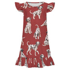 200gsm Girls Short Sleeve Ruffle Nightgown(All-Over Printing)
