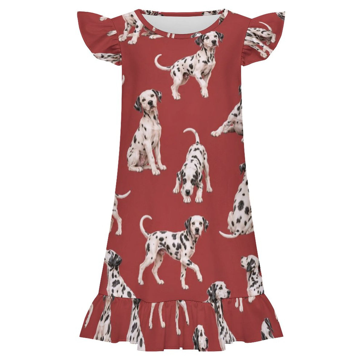 200gsm Girls Short Sleeve Ruffle Nightgown(All-Over Printing)