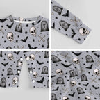 Skeleton themed, Cotton Long Sleeve Infant Bodysuit (All-Over Printing)