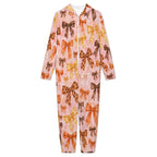 Fall Bows, 250gsm Flannel Footless Zip up Kid Jumpsuit Pajamas(All-Over Printing)