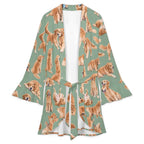 120gsm Women's Ruffle Long Sleeve Robe(All-Over Printing)