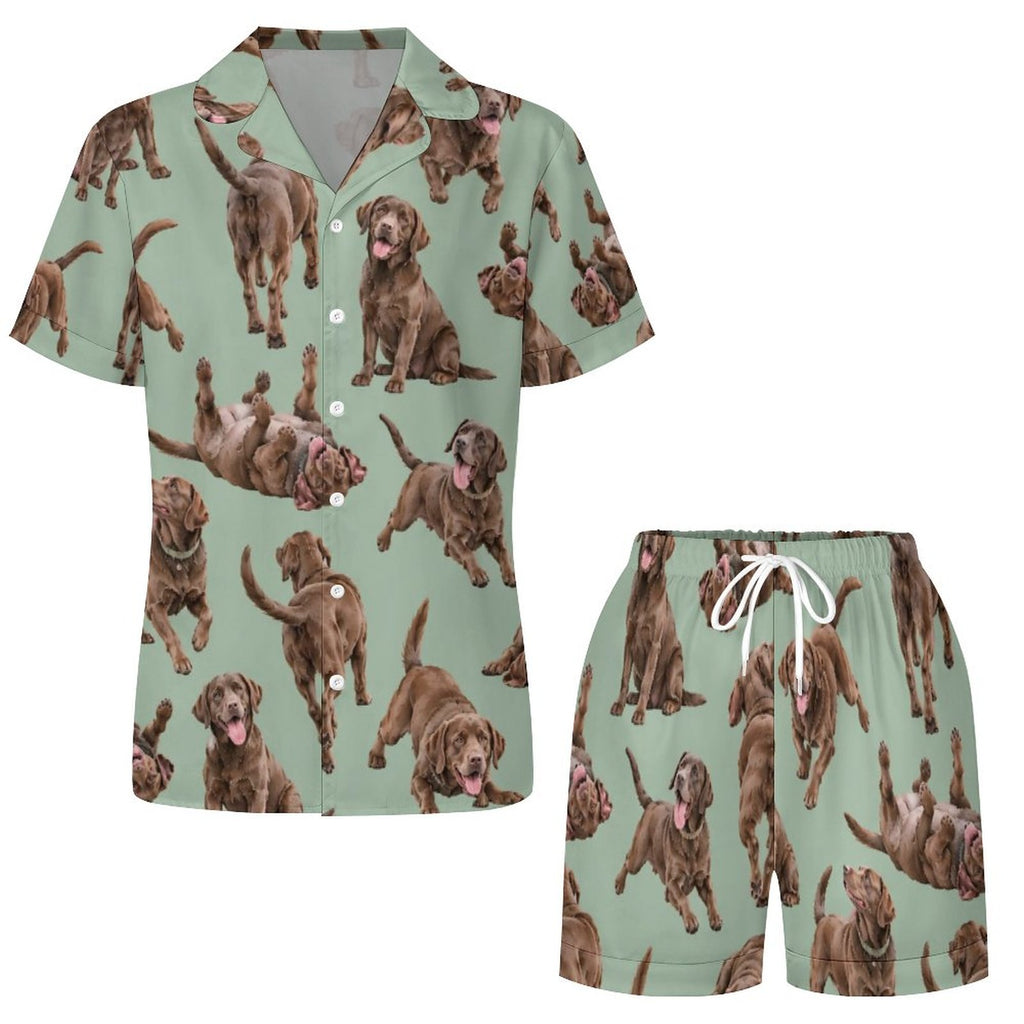 Women's Satin Cuban Collar Pajama Set(All-Over Printing)