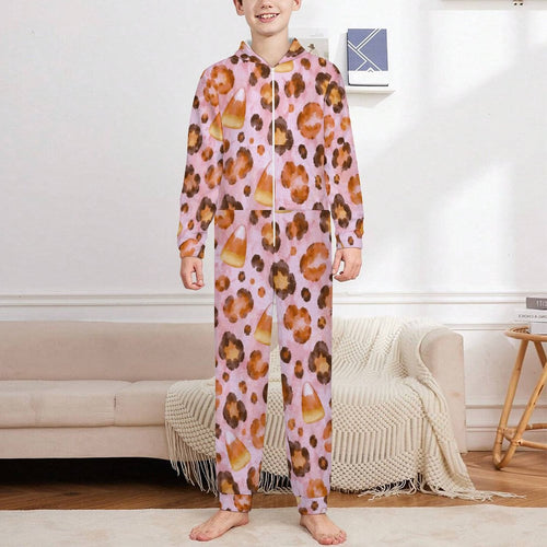 250gsm Flannel Footless Zip up Kid Jumpsuit Pajamas(All-Over Printing)