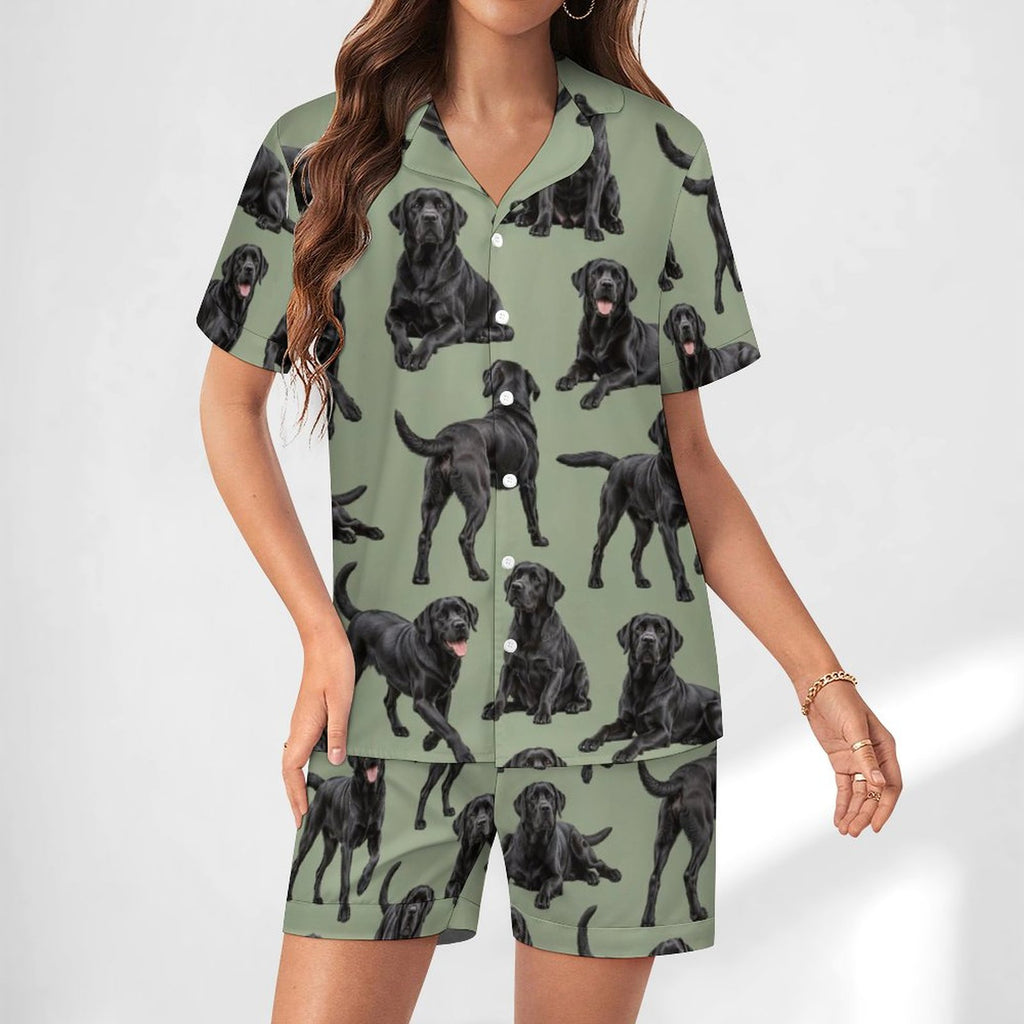 Women's Satin Cuban Collar Pajama Set(All-Over Printing)