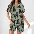 Women's Satin Cuban Collar Pajama Set(All-Over Printing)