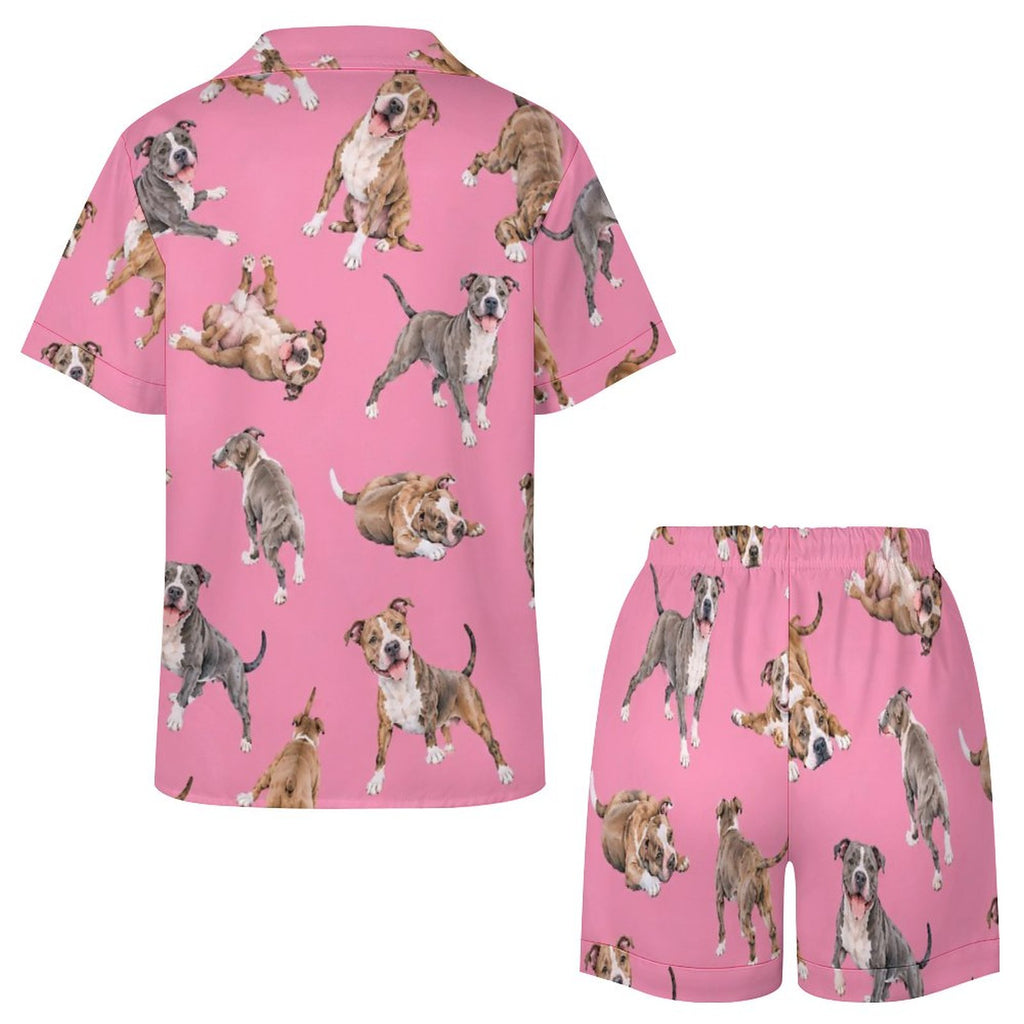 Women's Satin Cuban Collar Pajama Set(All-Over Printing)