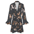 120gsm Women's Ruffle Long Sleeve Robe(All-Over Printing)