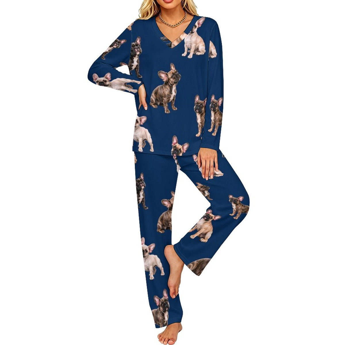 200gsm V-Neck Pajama Set(All-Over Printing)