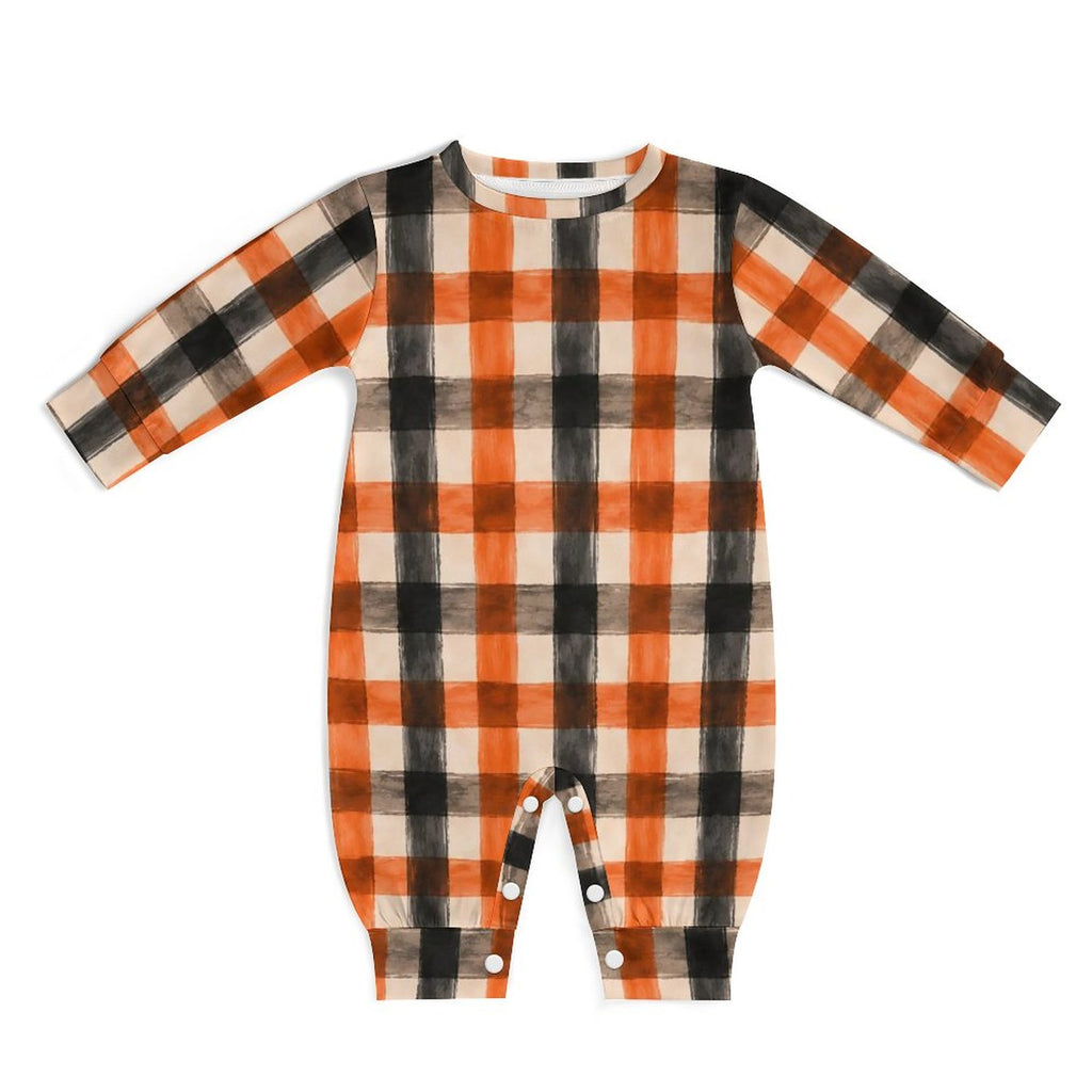 Halloween Plaid, Cotton Long Sleeve Infant Bodysuit (All-Over Printing)