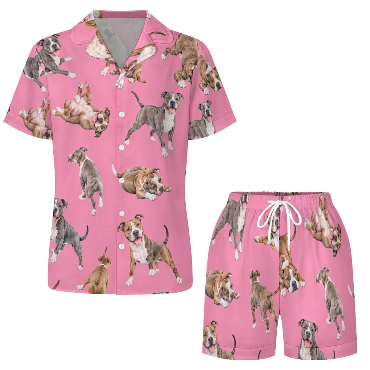 Women's Satin Cuban Collar Pajama Set(All-Over Printing)
