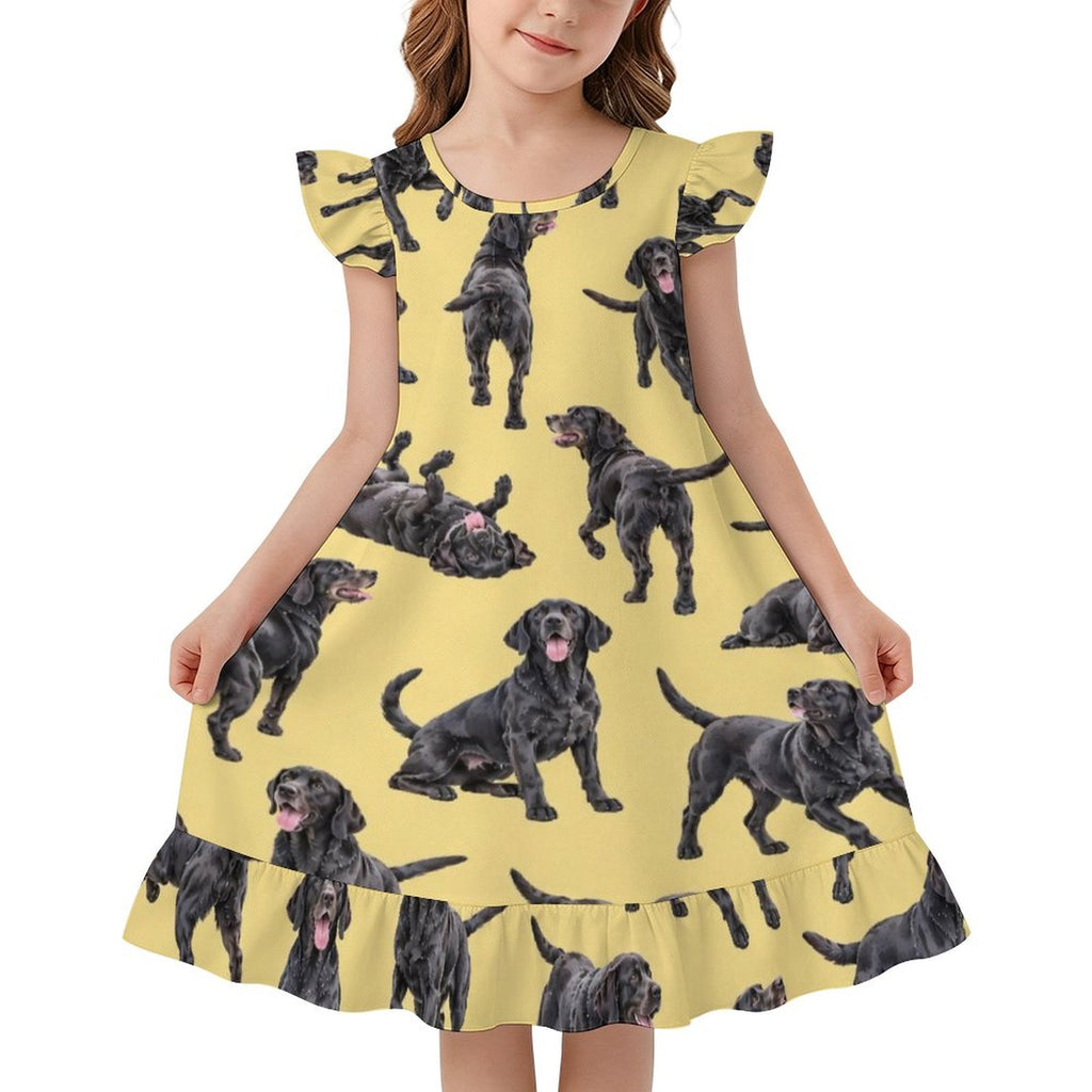 Dog Lover, Pet Owner,  Girls Short Sleeve Ruffle Nightgown(All-Over Printing)