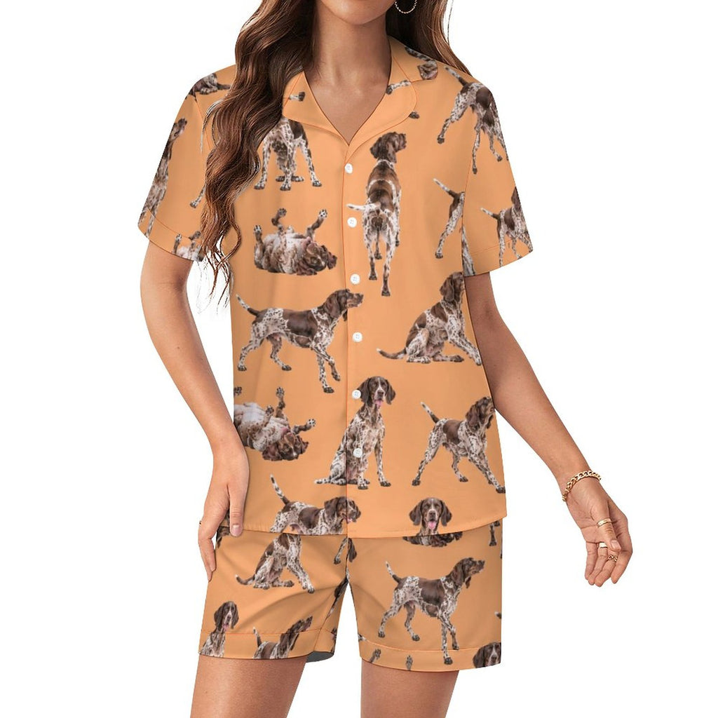 Women's Satin Cuban Collar Pajama Set(All-Over Printing)