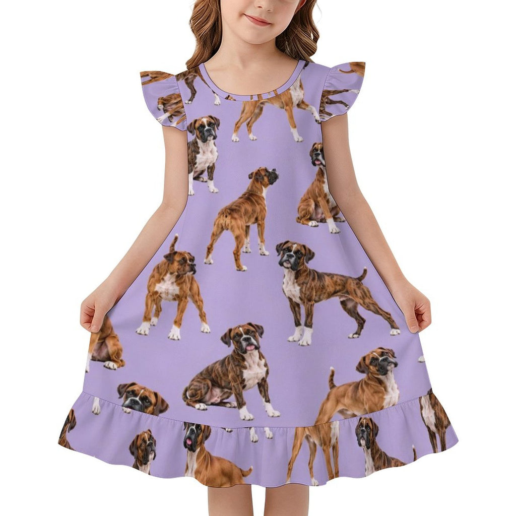 200gsm Girls Short Sleeve Ruffle Nightgown(All-Over Printing)