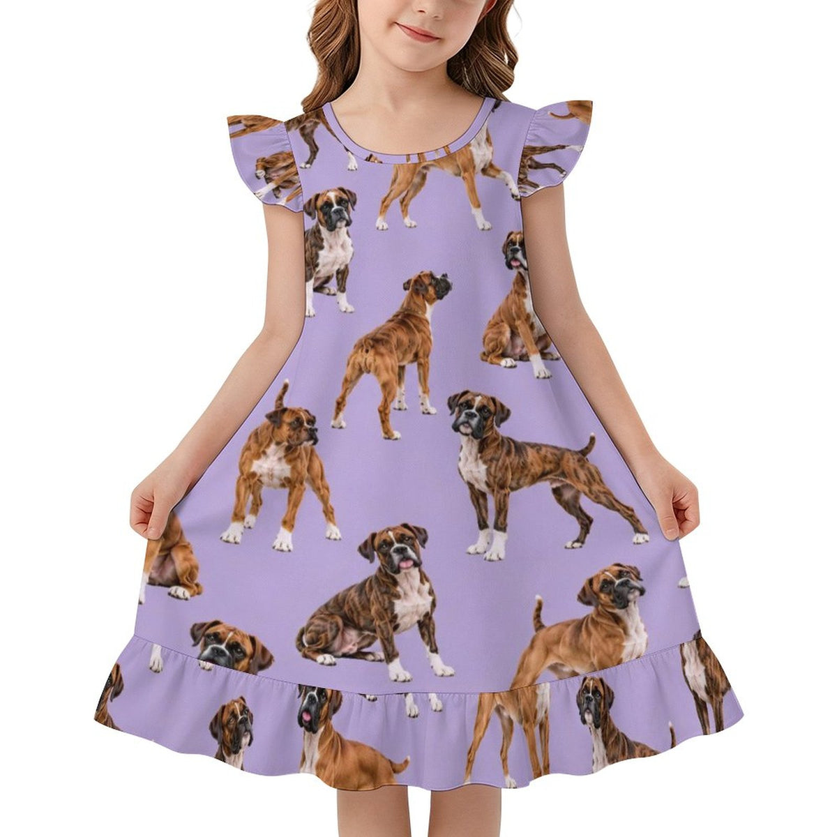 200gsm Girls Short Sleeve Ruffle Nightgown(All-Over Printing)