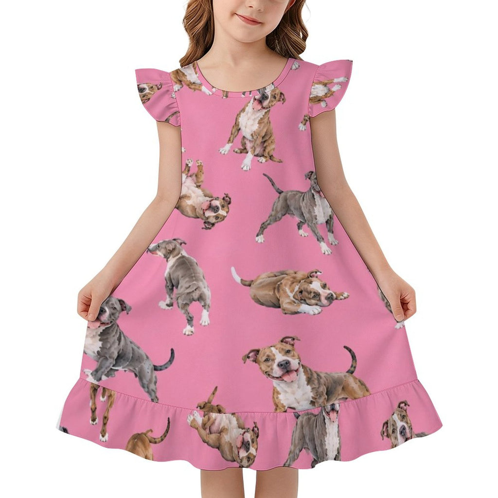 Dog Lover, Pet Owner,  Girls Short Sleeve Ruffle Nightgown(All-Over Printing)
