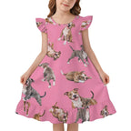 Dog Lover, Pet Owner,  Girls Short Sleeve Ruffle Nightgown(All-Over Printing)