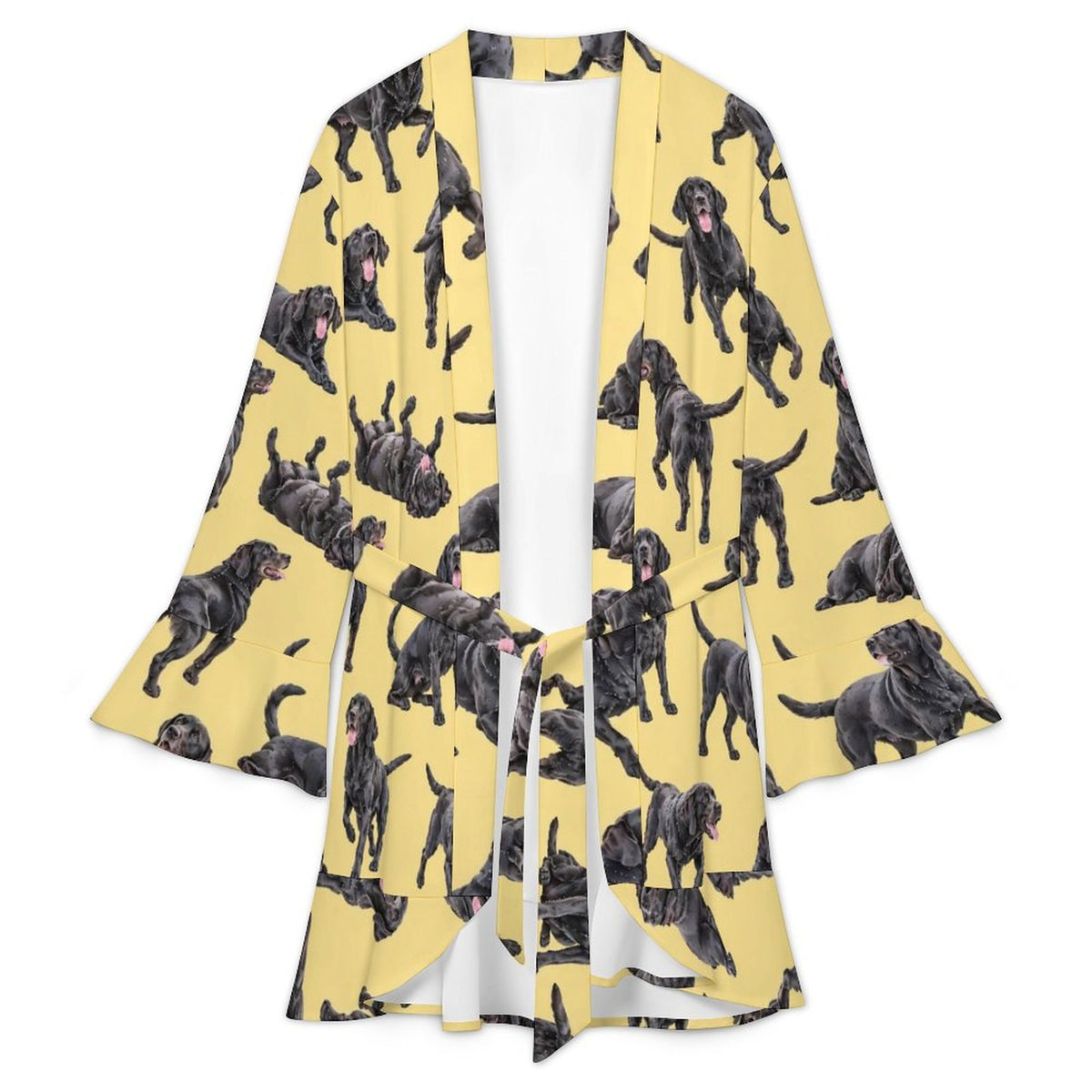 120gsm Women's Ruffle Long Sleeve Robe(All-Over Printing)