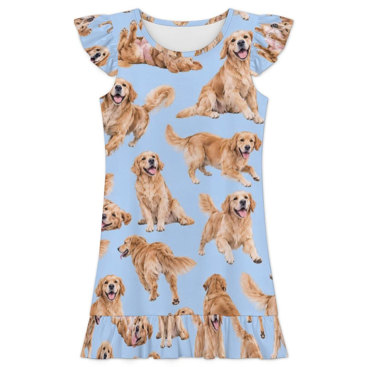 200gsm Girls Short Sleeve Ruffle Nightgown(All-Over Printing)