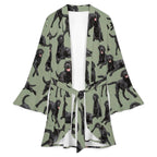 120gsm Women's Ruffle Long Sleeve Robe(All-Over Printing)
