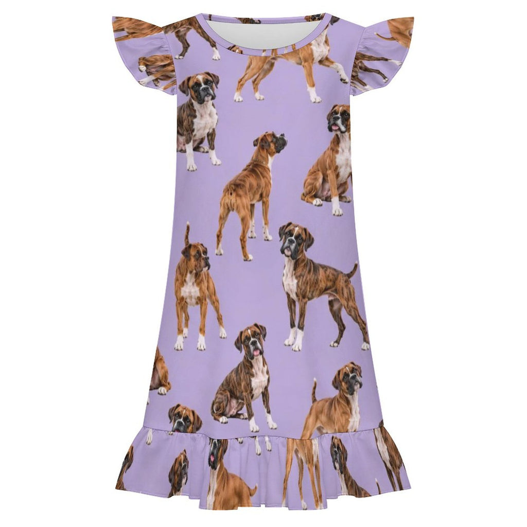 200gsm Girls Short Sleeve Ruffle Nightgown(All-Over Printing)