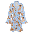120gsm Women's Ruffle Long Sleeve Robe(All-Over Printing)