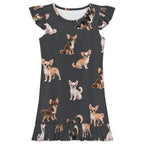 200gsm Girls Short Sleeve Ruffle Nightgown(All-Over Printing)