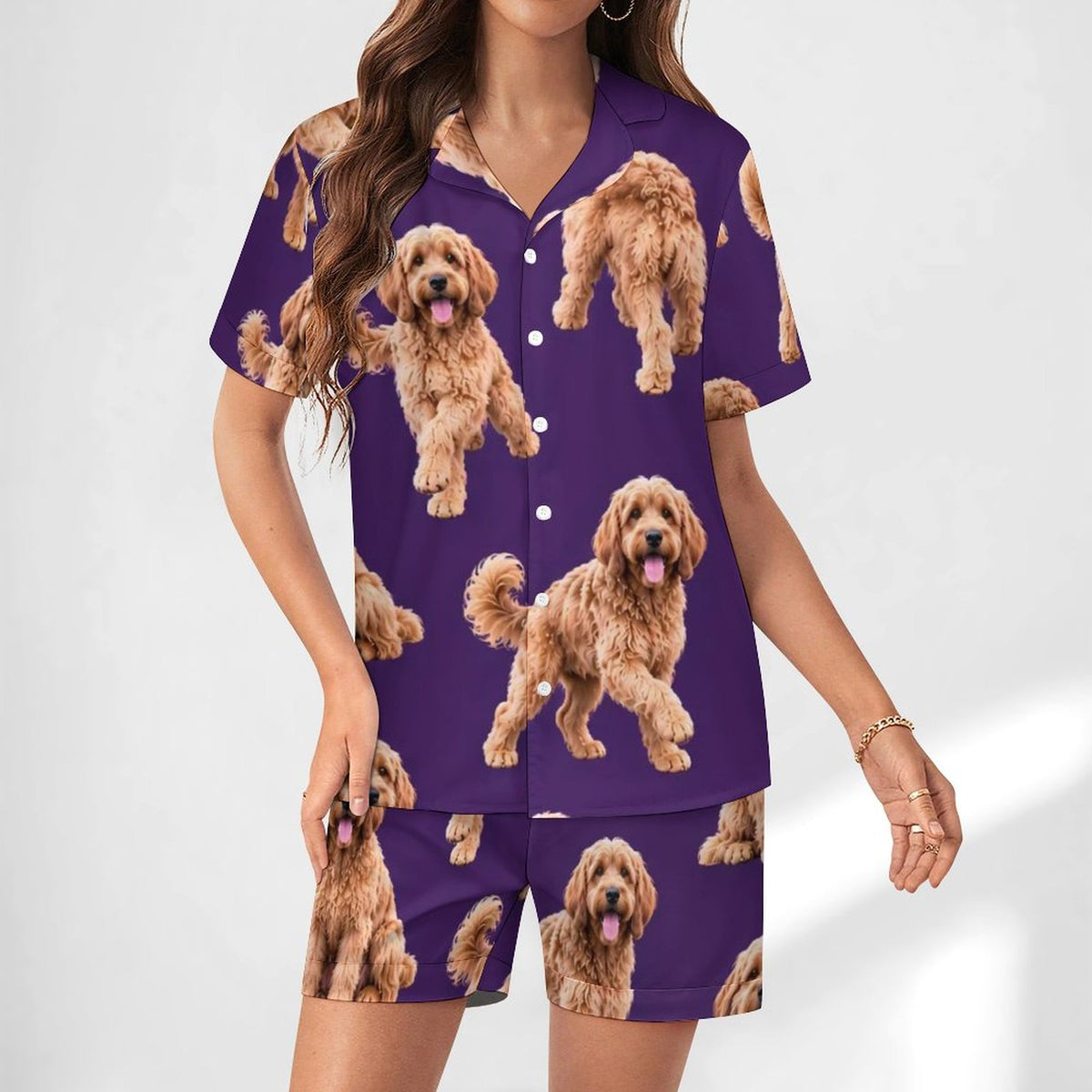 Women's Satin Cuban Collar Pajama Set(All-Over Printing)