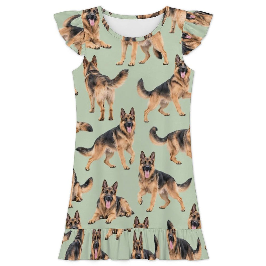 200gsm Girls Short Sleeve Ruffle Nightgown(All-Over Printing)