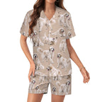 Women's Satin Cuban Collar Pajama Set(All-Over Printing)