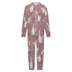 Silly Goose, Mauve 
250gsm Flannel Footless Zip up Kid Jumpsuit Pajamas(All-Over Printing)