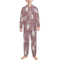 Silly Goose, Mauve 
250gsm Flannel Footless Zip up Kid Jumpsuit Pajamas(All-Over Printing)