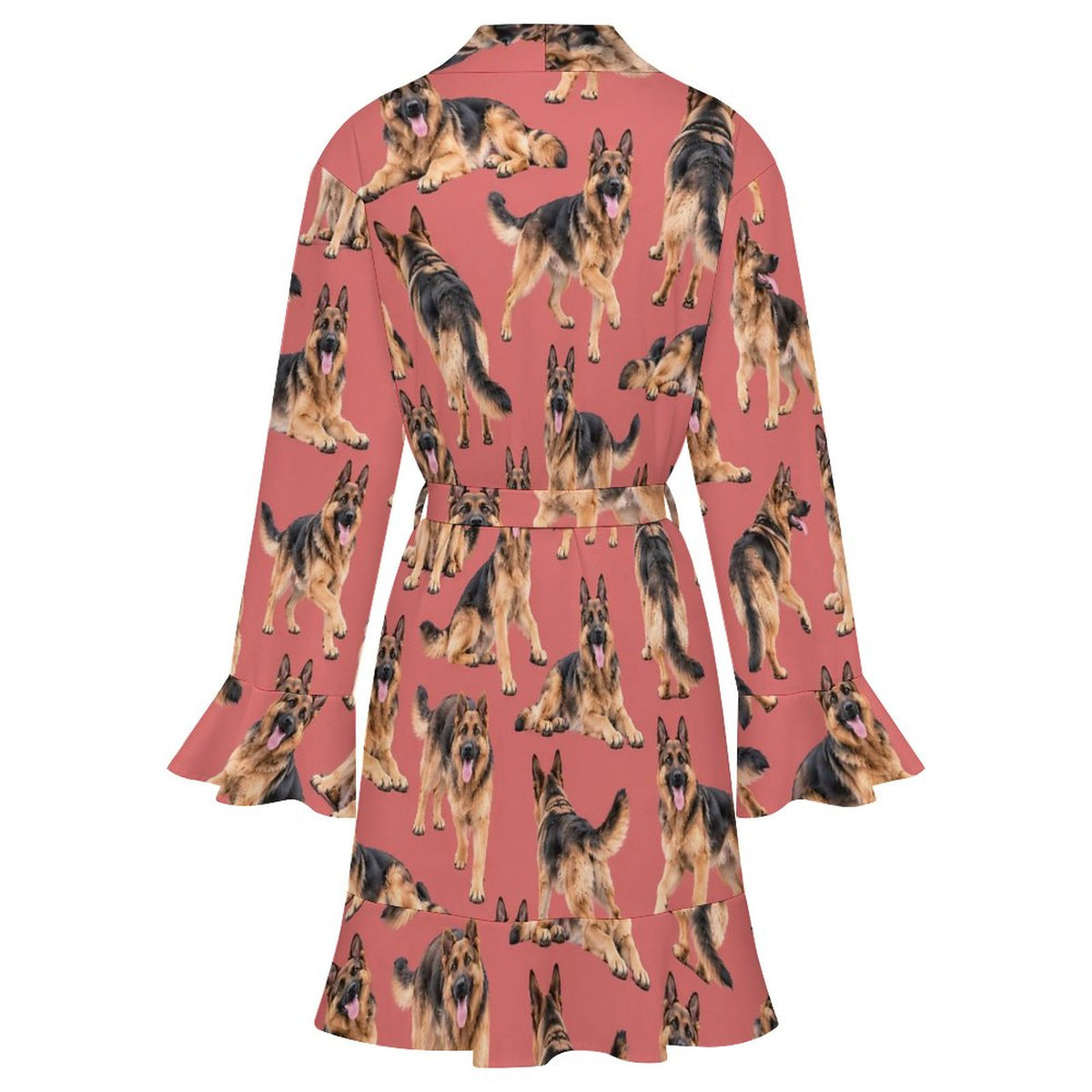 Dog Lover, Pet Owner,  Women's Ruffle Long Sleeve Robe(All-Over Printing)