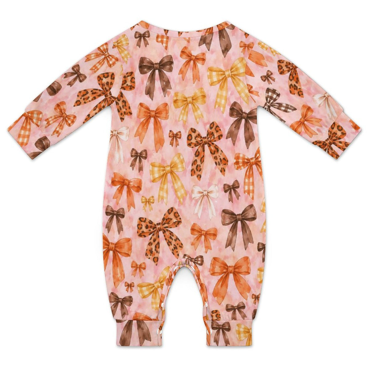 Fall Bows, Cotton Long Sleeve Infant Bodysuit (All-Over Printing)