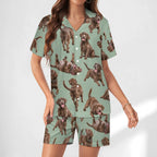 Women's Satin Cuban Collar Pajama Set(All-Over Printing)